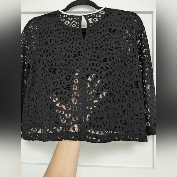 Zara Black & White Ribbon Bow Lace Top - Picture 6 of 9